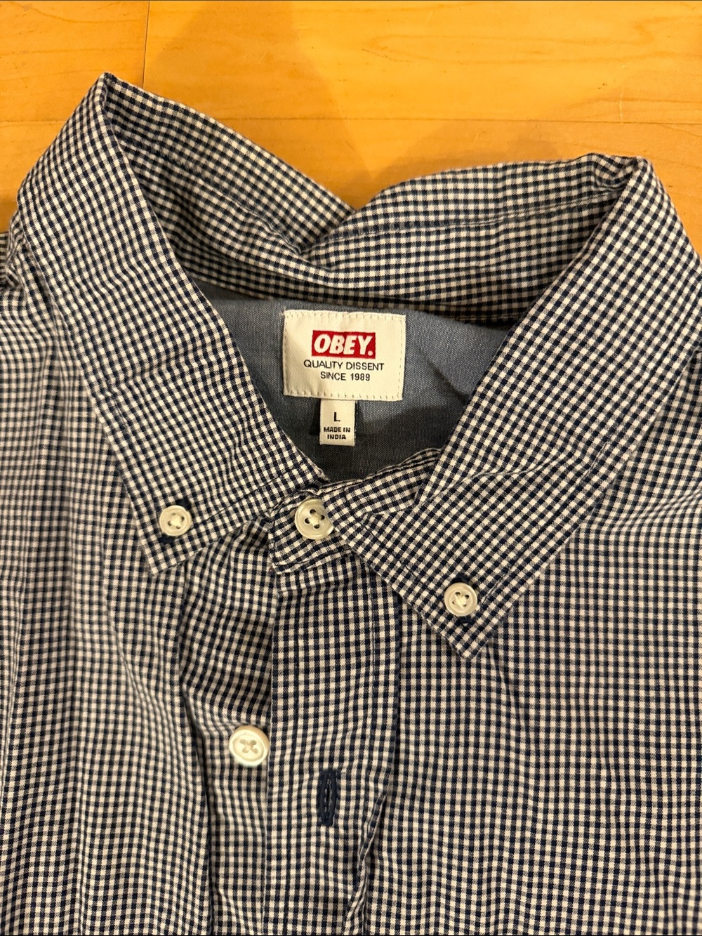 Obey Men's Short-Sleeve Button-Down Shirt in Navy Check